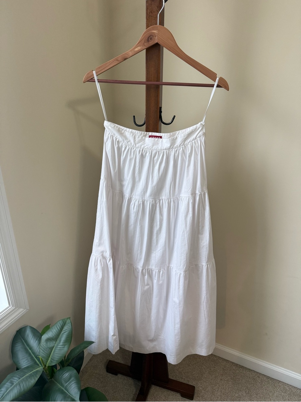 STAUD White Tiered Maxi Skirt